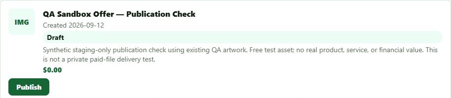 Synthetic storefront offer marked Draft with a Publish button
